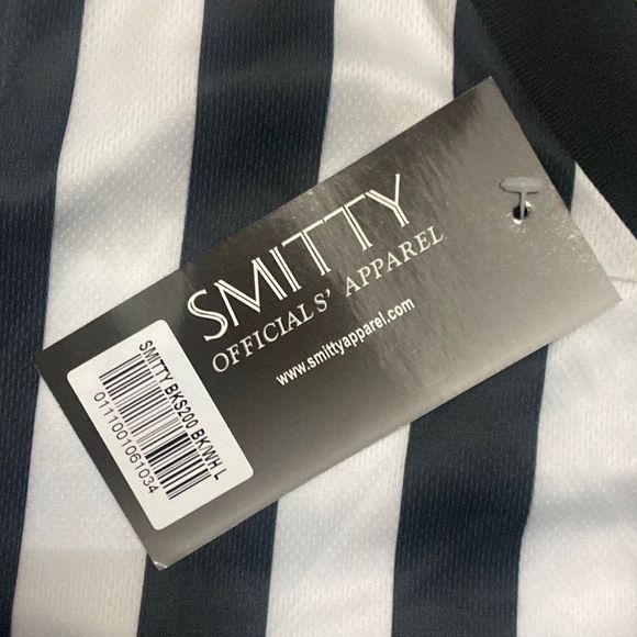 SMITTY Black & White Stripe Football Officials Short Sleeve Shirt Men Large NWT - Picture 3 of 7